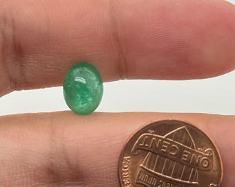 Emerald Cabochon: 10x8mm Oval A+ Quality May Birthstone