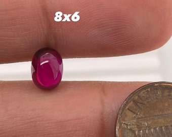 Synthetic Ruby Oval Cabochon Swiss Corundum Available in 5x3MM- 8x6MM