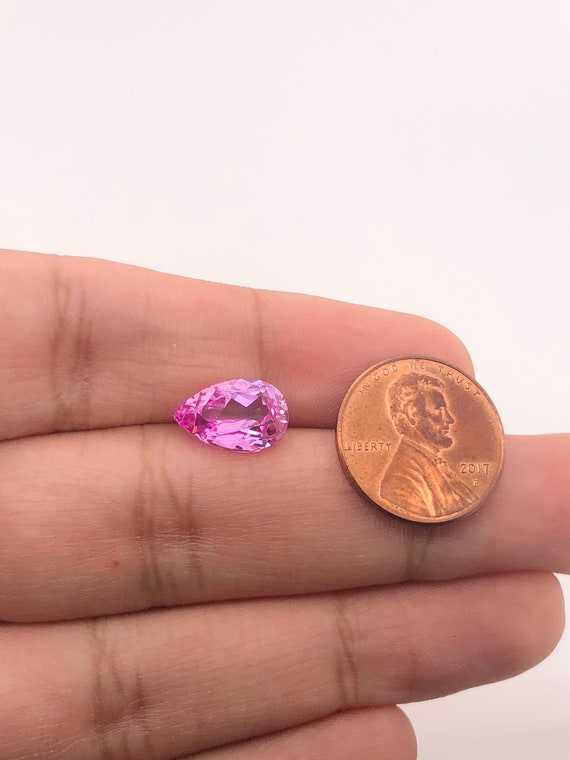 Synthetic Pear Shape Swiss Made Pink Sapphire from 5x3MM-18x13MM