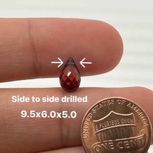 Natural Garnet Pear Briolette | Side to Side Drill AAA Quality Available in 6x4mm - 10x7mm