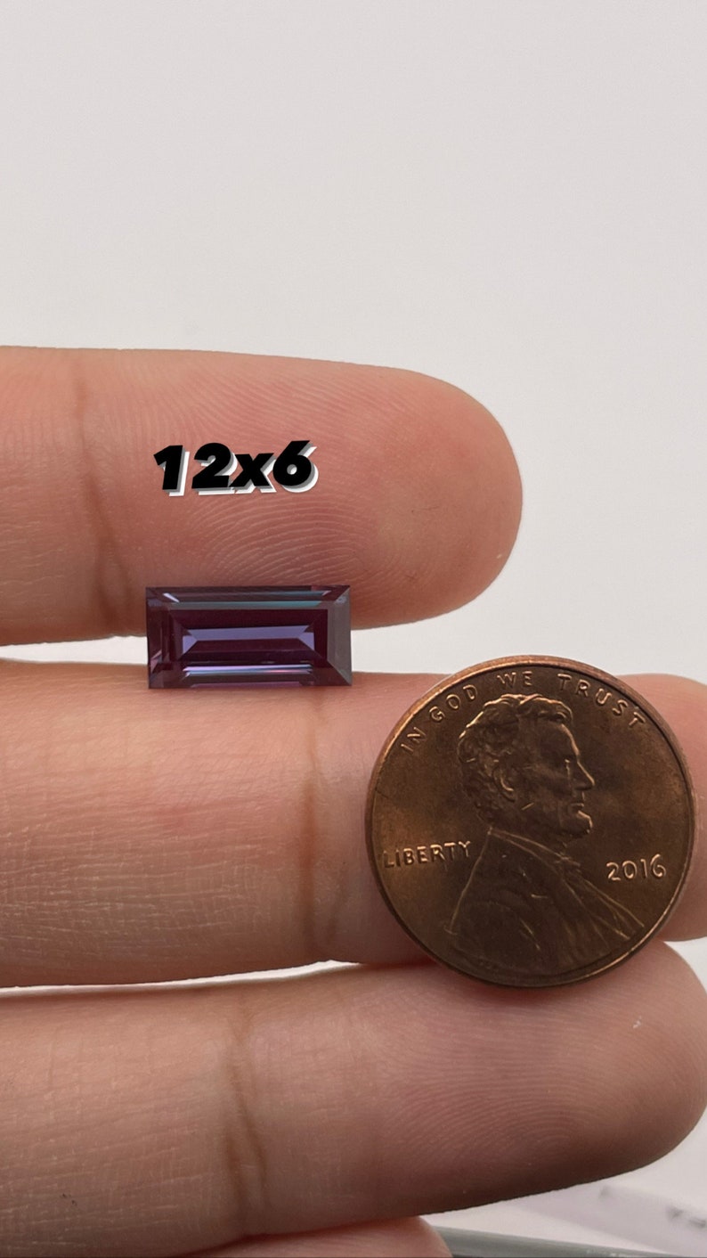 Lab Created Alexandrite Baguette shape AAA Quality from 2x1 mm 17x4mm image 1