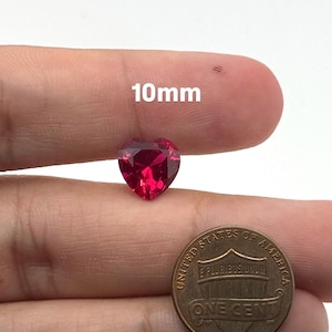 Lab Grown Ruby Heart #5 Loose Gemstone | Faceted Red Heart Shape Ruby Stone 8mm–12mm for Rings, Pendants & Jewelry Making