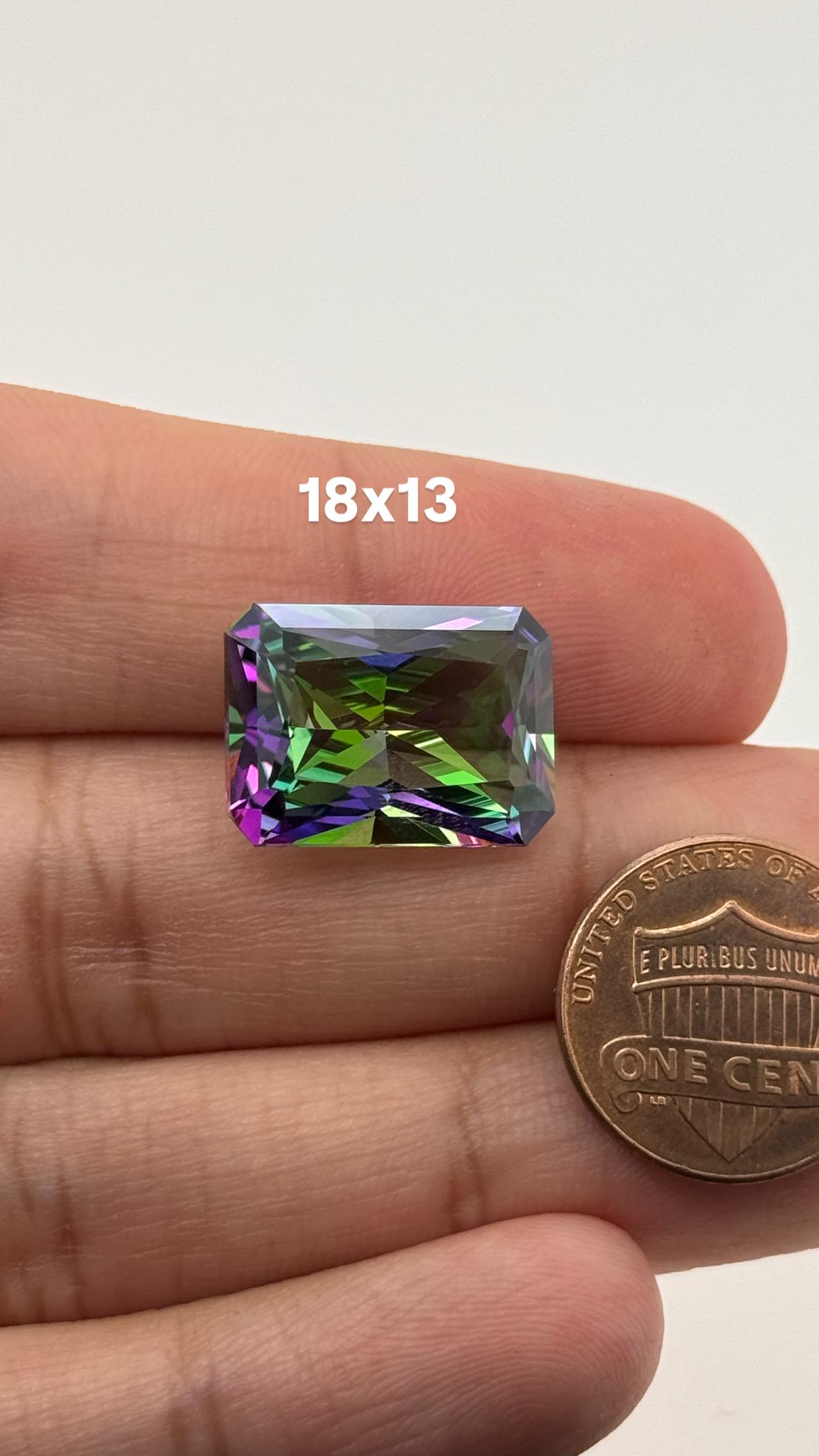Natural Mystic Green Topaz Emerald Radiant Cut AAA Loose Gemstones