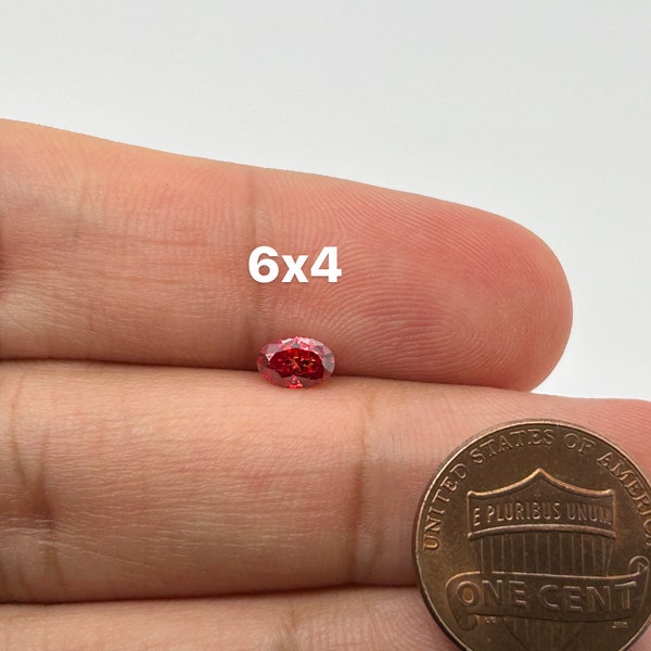 Loose Pigeon Blood Moissanite - Oval Shape, Sizes 6x4mm to 8x6mm, Brilliant Gemstone for Unique Jewelry Designs