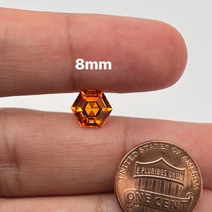 Syntetisk orange safir, hexagonformad, lös ädelsten av AAA-kvalitet, precisionsslipad, 5-8 mm