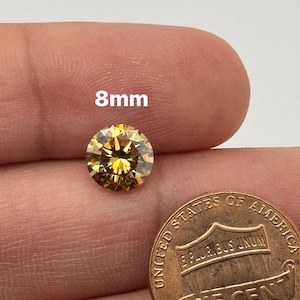 Champagne Yellow Moissanite - Round Loose Gemstone for Jewelry Creations 6.5mm - 8mm