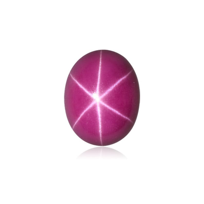 Puede incluir: Una piedra preciosa de rub&iacute; estrellado rosa con una estrella de seis puntas en el centro.