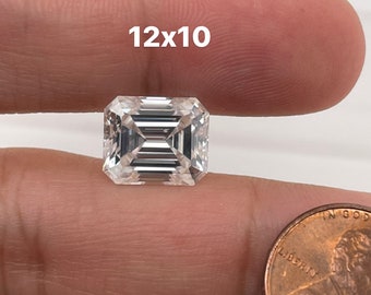 Lab Grown White Moissanite Emerald Cut Eye Clean Quality DEF Color Available in 4x2MM - 16x12MM