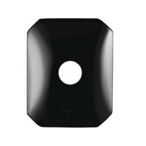 May include: A black, octagonal-shaped, ceramic tile with a round hole in the centre.
