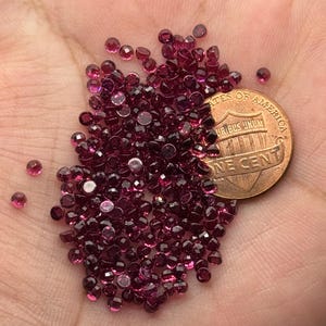 Rhodolite Round Rose Cut Gemstones Flat Back - 10-50-100 Piece Lot