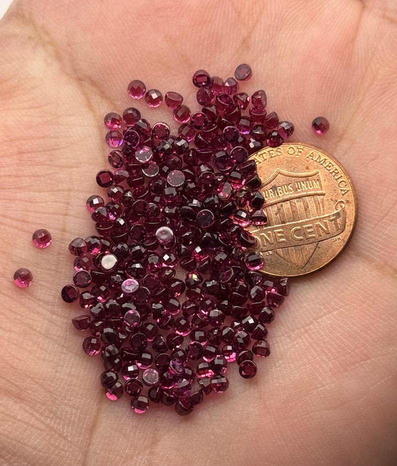 Rhodolite Round Rose Cut Gemstones Flat Back - 10-50-100 Piece Lot