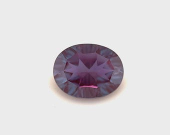 Lab Created Alexandrite Gemstone - 9x7MM Oval Concave Shape - Synthetic Color-Changing Gemstone