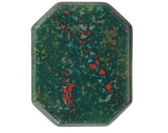 Cabochon calibrato piatto con taglio superiore ottagonale in pietra di sangue naturale, qualità AA, con meno macchie rosse, disponibile in 8x6MM-18x13MM