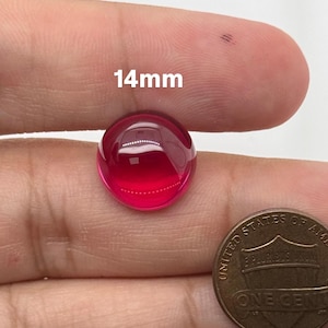 Lab Grown Ruby Round Cabochon #5 Flat Back | Red Round Cab Gemstone 4mm–14mm for Rings, Pendants, Earrings & Custom Jewelry