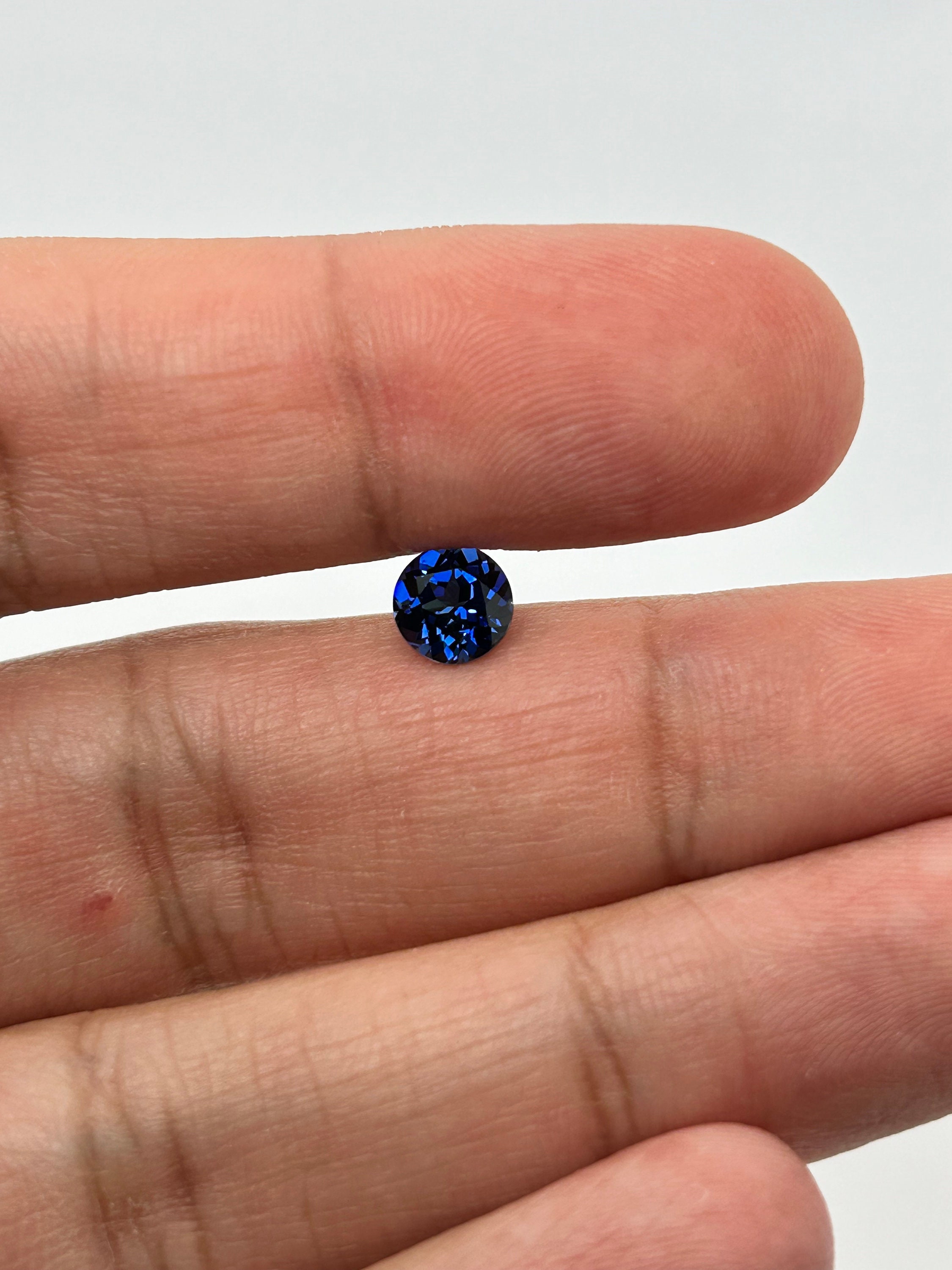 Synthetic Round Cut Swiss Made Blue Sapphire Precision Cut From