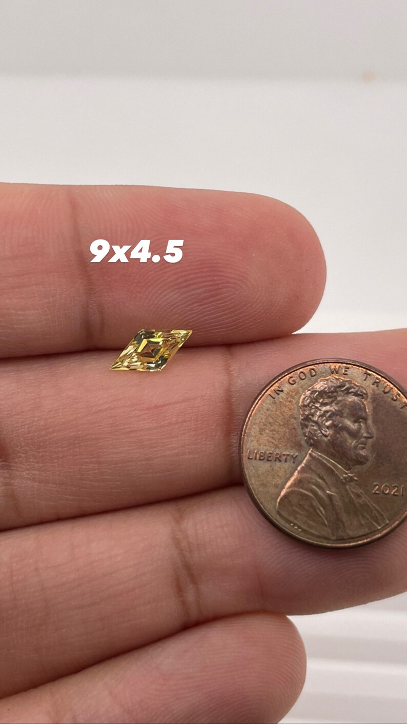 Synthetic Yellow Sapphire Swiss Made Lozenge Cut AAA Quality Available in 4x2MM -12x6MM image 9