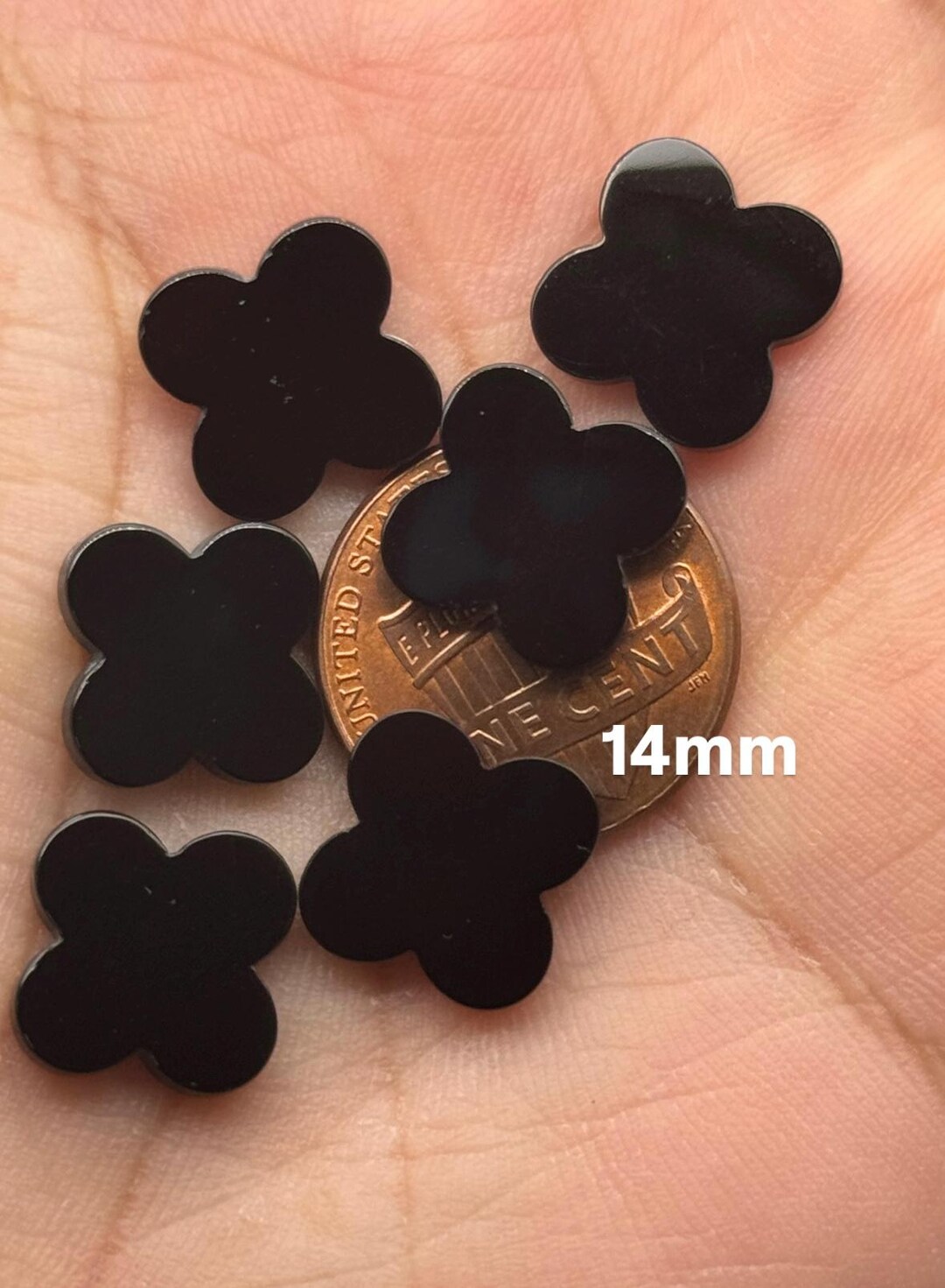 Black Onyx Four Leaf Clover Gemstone – 1pc for Custom Jewelry