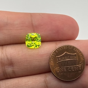 Lab Created Neon Yellow Luag Yellow Cushion Cut Gemstone - 8mm Loose Stone for Jewelry Making