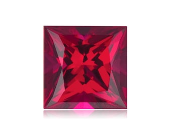 Synthetic Square-Princess Swiss Corundum Ruby Precision Cut Available in 4MM-10MM