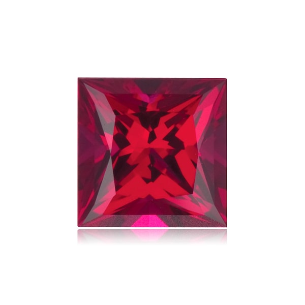 Synthetic Square-Princess Swiss Rough Corundum Ruby Available in 4MM-10MM