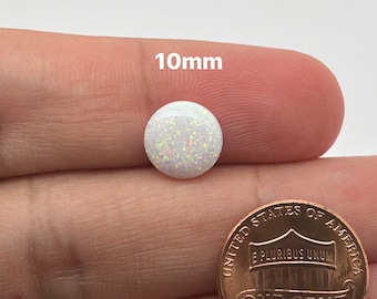 Cabochon rond synthétique opale blanche - Disponible dans les tailles 5 mm à 10 mm