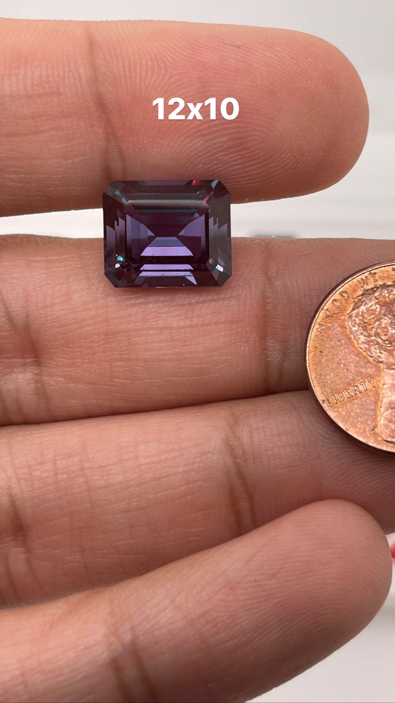 Lab Created Alexandrite Emerald shape AAA Quality from 4x3MM-18x13MM 12x10mm