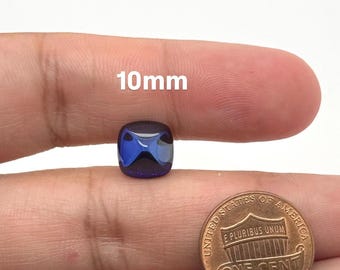 Synthetic Blue Sapphire Square Sugarloaf Cabochon Lab Created Loose Gemstone 5mm 10mm for Rings Pendants Jewelry Making