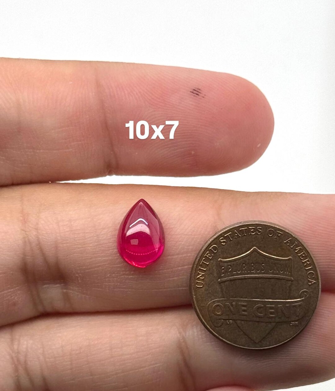 Lab Grown Ruby Pear Cabochon #5 Flat Back | Red Pear Cab Gemstone