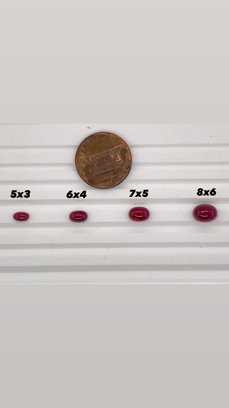 Synthetischer Rubin Oval Cabochon Schweizer Korund Erhältlich in 5 x 3 MM- 8 x 6 MM Bild 5
