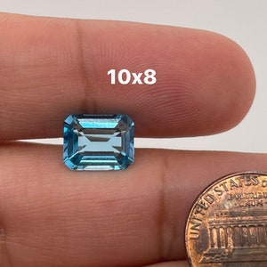 Swiss Blue Topaz Emerald Cut AAA/AA Quality Loose Gemstone from 6x4mm-14x10mm