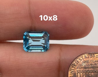 Swiss Blue Topaz Emerald Cut AAA/AA Quality Loose Gemstone from 6x4mm-14x10mm