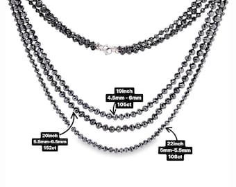 Men's Black Diamond Tennis Necklace, 22in Black Gold/Black Diamond