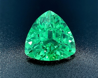 Lab Grown Green Sapphires Trillion Checkered Cut AAA Quality Finest German Cut Gemstone Eco-Friendly First of its kind Amazing Green Color