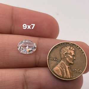 Lab Grown White Moissanite Oval Rose Cut Eye Clean Quality DEF Color Flat Back Stones Available in 4x3mm - 14x10mm
