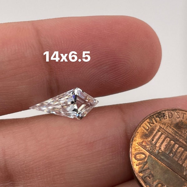 Lab Grown White Moissanite Kite Shape Eye Clean Quality DEF Color Available in 5x2.25MM - 14x6.5mm