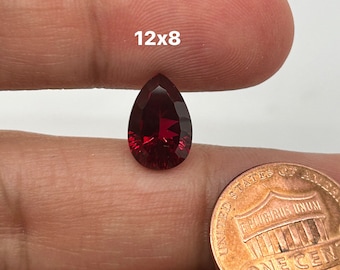 Synthetic Ruby Gemstone - Pear Concave Cut - Vibrant Red Loose Stone for Jewelry Precision Cut Available in 8x5mm - 20x7mm