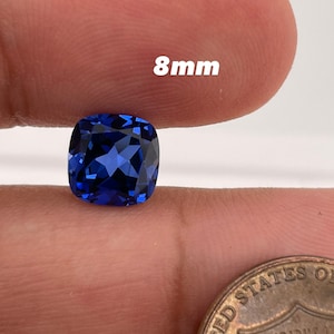 Synthetic Cushion Cut Swiss Made Blue Sapphire Available in 4MM-12MM