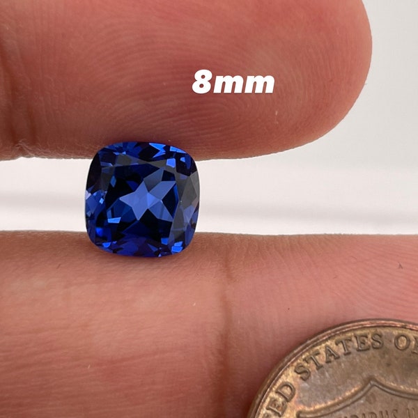 Synthetic Cushion Cut Swiss Made Rough Blue Sapphire Available in 4MM-10MM