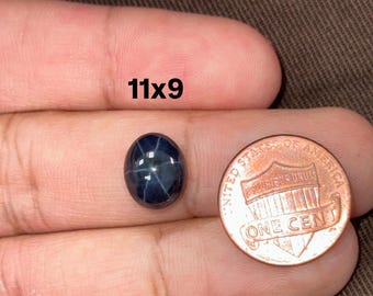 Natural Blue Star Sapphire Diffused 9x7mm - 12x10mm Oval Cabochon Loose Gemstone