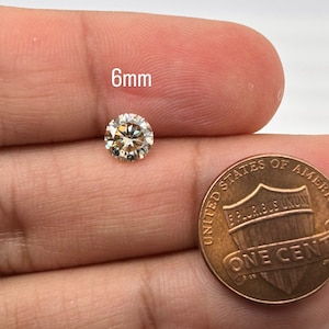Lab Grown Champagne Moissanite Round-Diamond Cut Eye Clean DEF Color Available in 4x4mm - 7x7mm