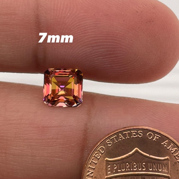 Natural Sunrise Mystic Topaz Asscher Cut AAA Quality Faceted Gemstone Available in 5x5MM-10x10MM