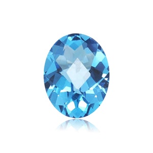Swiss Blue Topaz Oval Checkered Shape AAA/AA Quality Loose Gemstone from 7x5MM-22x16MM