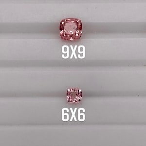 May include: Assortment of pink cushion-cut gemstones in various sizes, ranging from 5x5mm to 10x10mm.