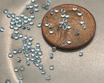 Loose Swiss Blue Topaz Round Cut AAA Quality Gemstones - 25 Piece Lot - High-Quality Loose Gemstones Available in 1x1mm -1.75x1.75mm