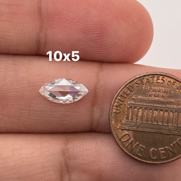 Lab Grown White Moissanite Marquise-Rose Cut Eye Clean Quality DEF Color Available in 4x2MM - 10x5MM