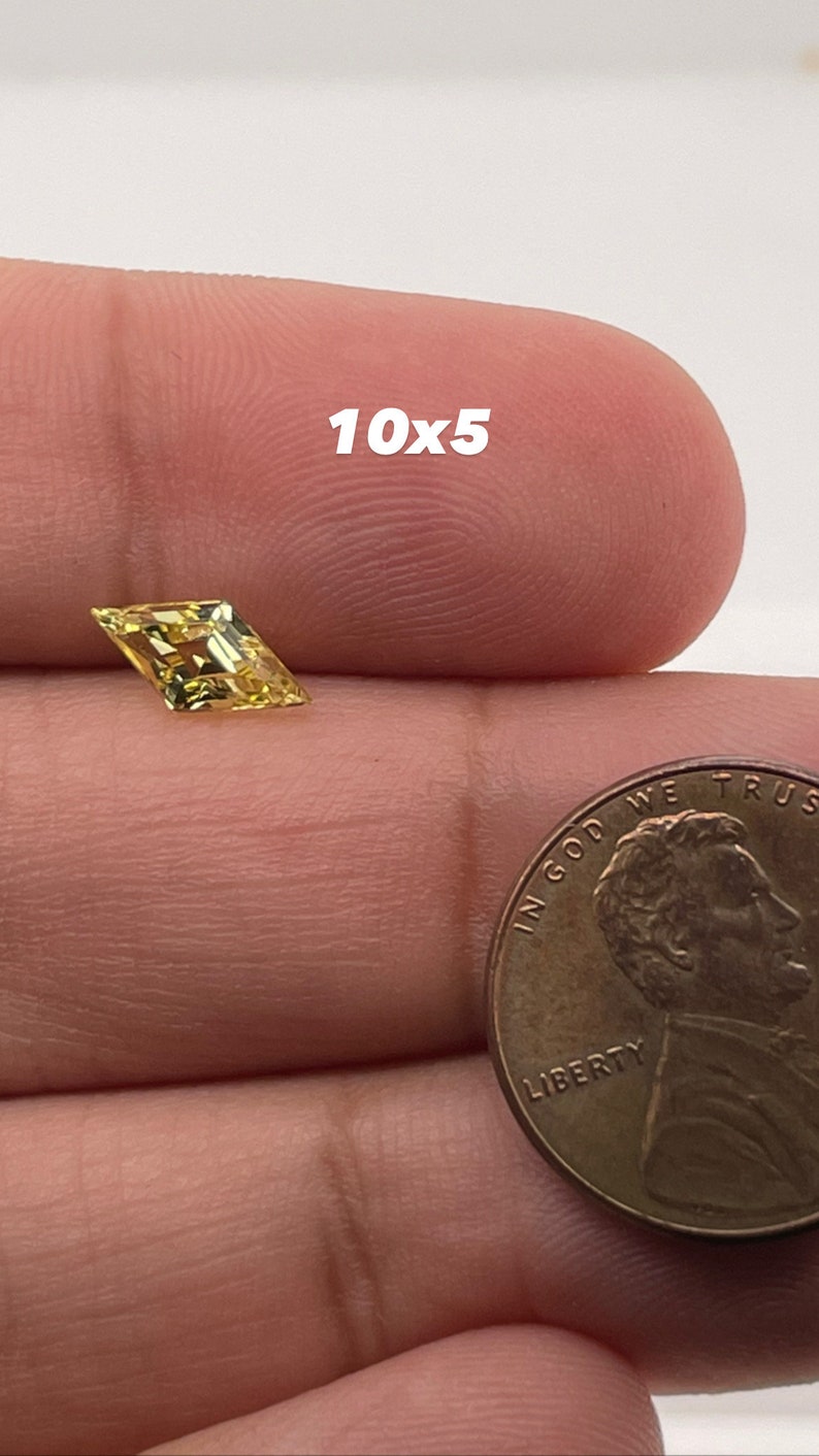 Synthetic Yellow Sapphire Swiss Made Lozenge Cut AAA Quality Available in 4x2MM -12x6MM image 2