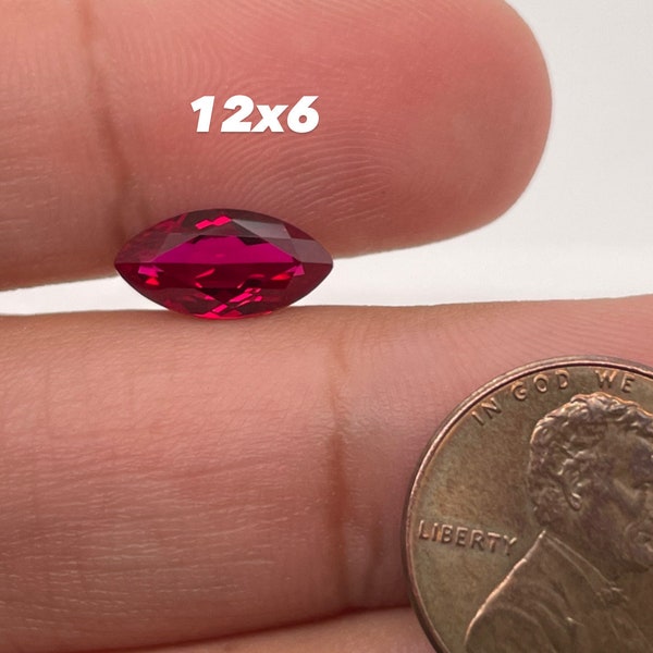 Synthetic Ruby Marquise Cut Swiss Rough Corundum Available in  2.5x 1.25MM-12x6MM