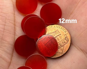Roter Achat Edelstein: 12 mm runder flacher Stein für Schmuck