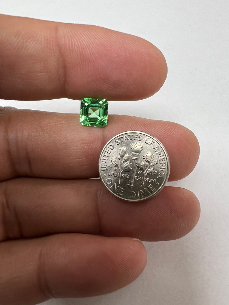 Lab Grown Green Sapphires Asscher Cut AAA Quality Finest German Cut Gemstones Eco-Friendly First of its kind Amazing Green Color 8mm