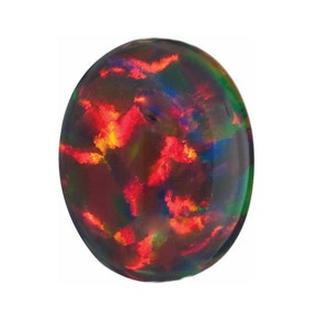Lab Created Black Opal Oval Shape Calibrated Cabochon Available in 4x3MM-12x10MM